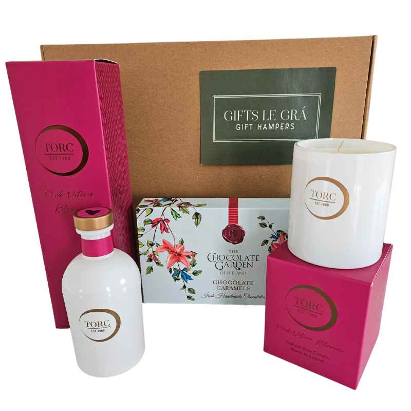 Pink blossom candle gift set Ireland